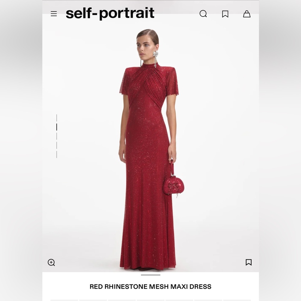 Self portrait red rhinestone mesh maxi dress- worn once like new!